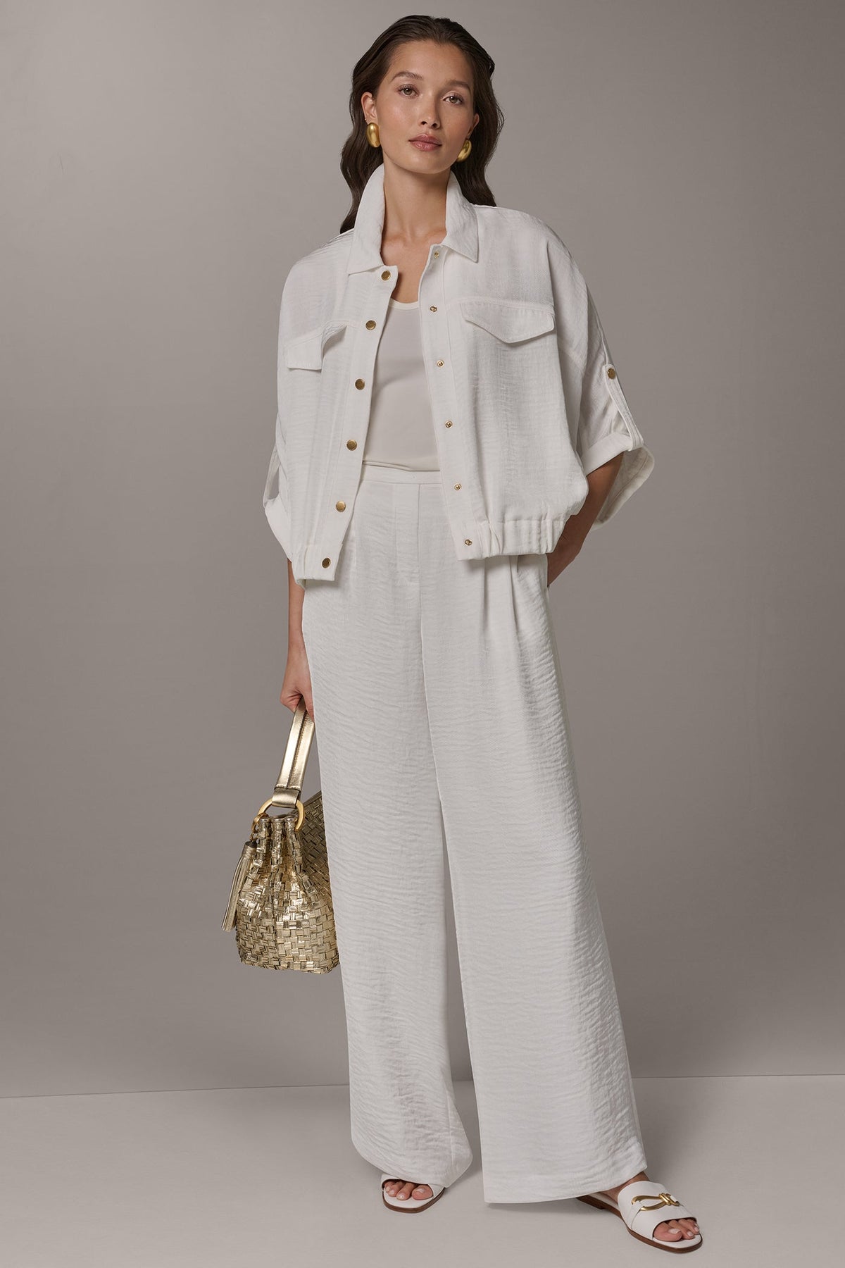 Donna Karan CINCHED HEM SHIRT