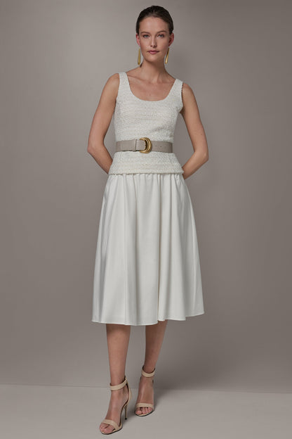 Donna Karan TWEED MIXED MEDIA MIDI TANK DRESS