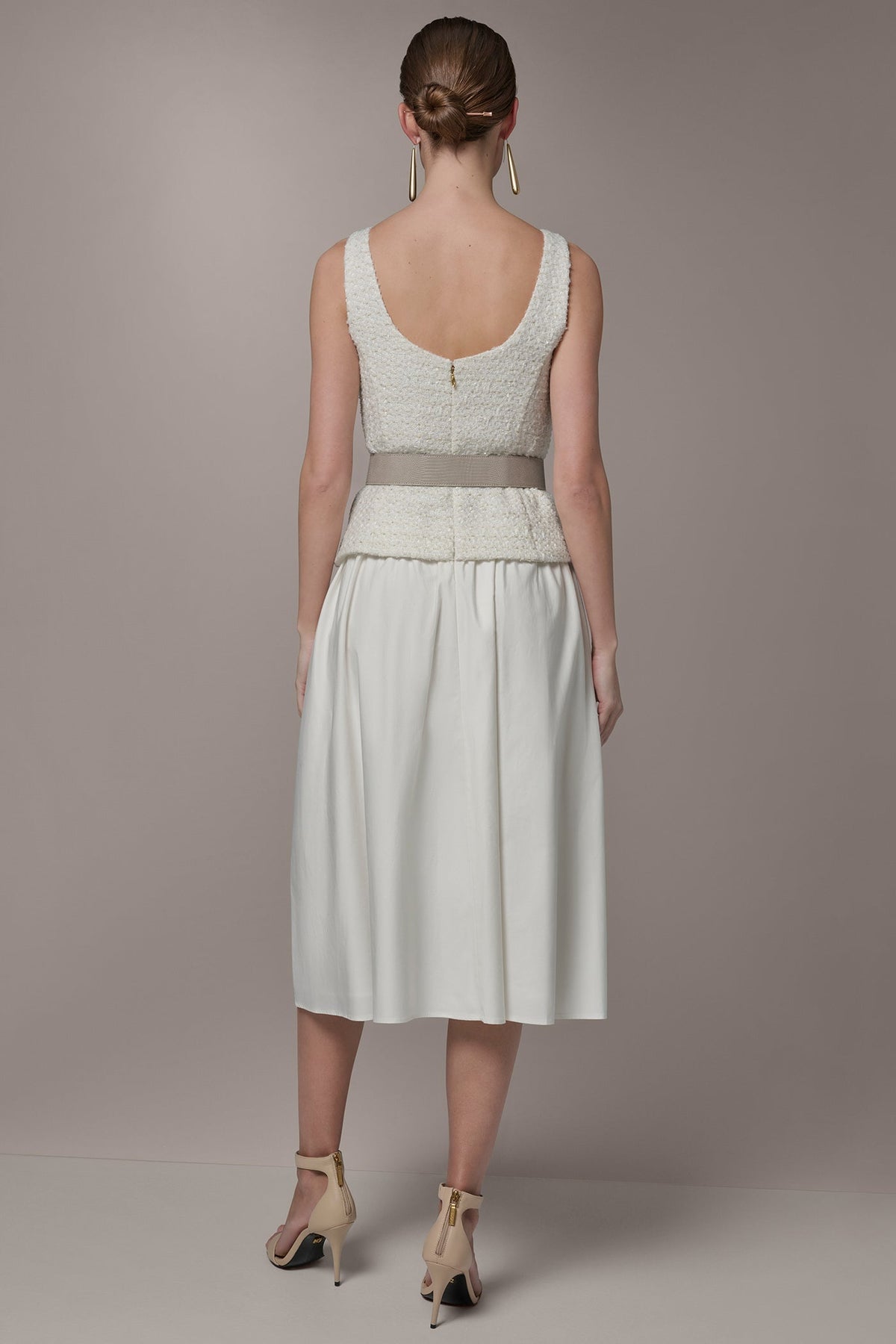 Donna Karan TWEED MIXED MEDIA MIDI TANK DRESS