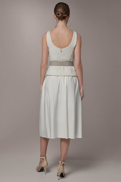 Donna Karan TWEED MIXED MEDIA MIDI TANK DRESS