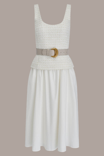 Donna Karan TWEED MIXED MEDIA MIDI TANK DRESS
