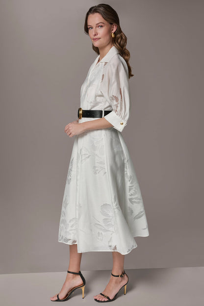 Donna Karan FLORAL-JACQUARD MIDI SHIRT DRESS