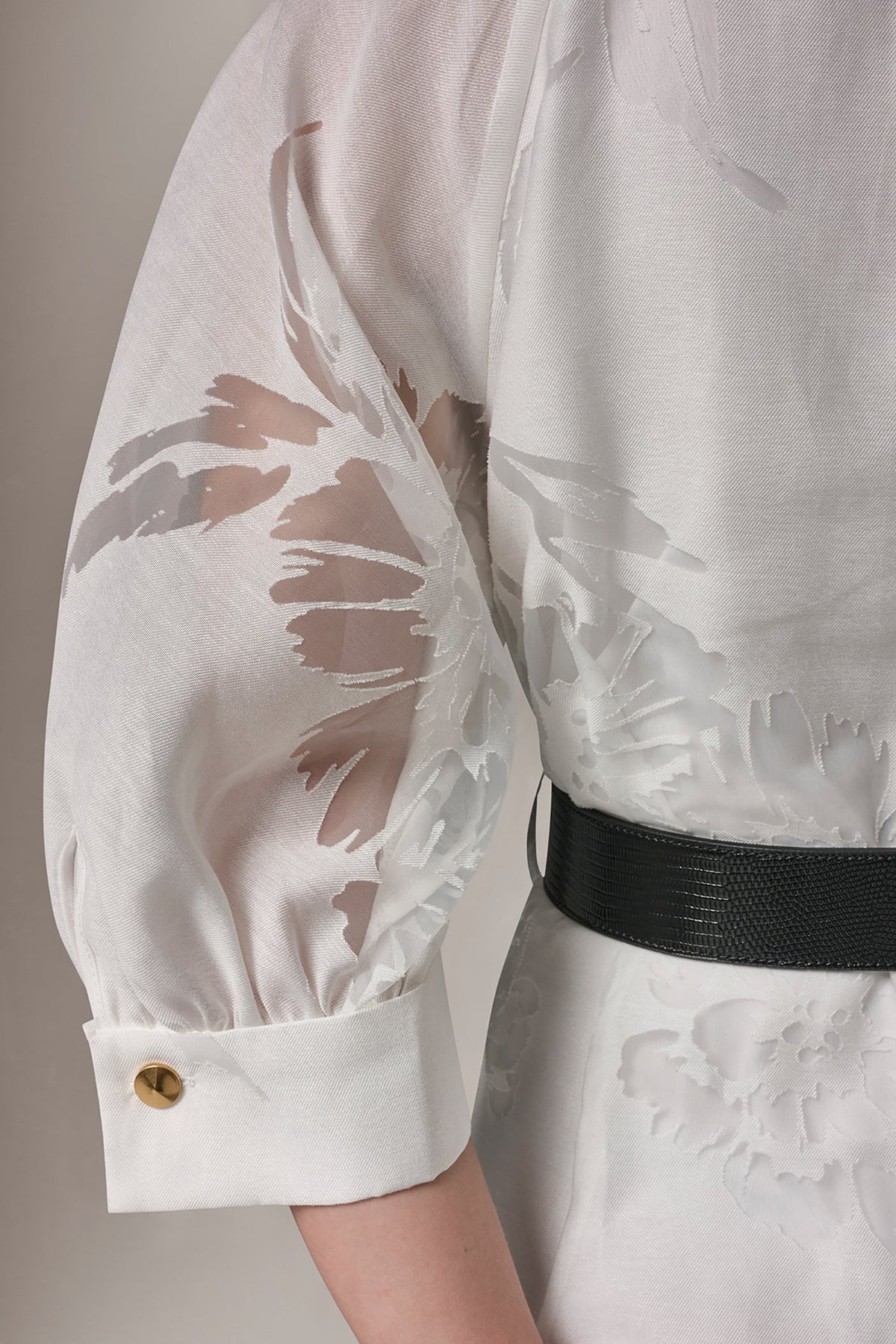 Donna Karan FLORAL-JACQUARD MIDI SHIRT DRESS