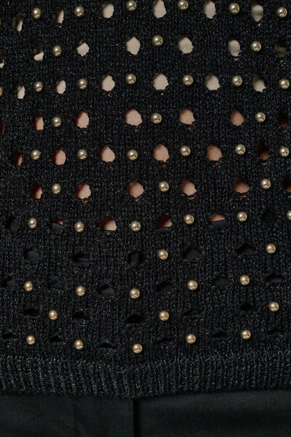 Donna Karan SLEEVELESS OPEN-STITCH HALTER SWEATER