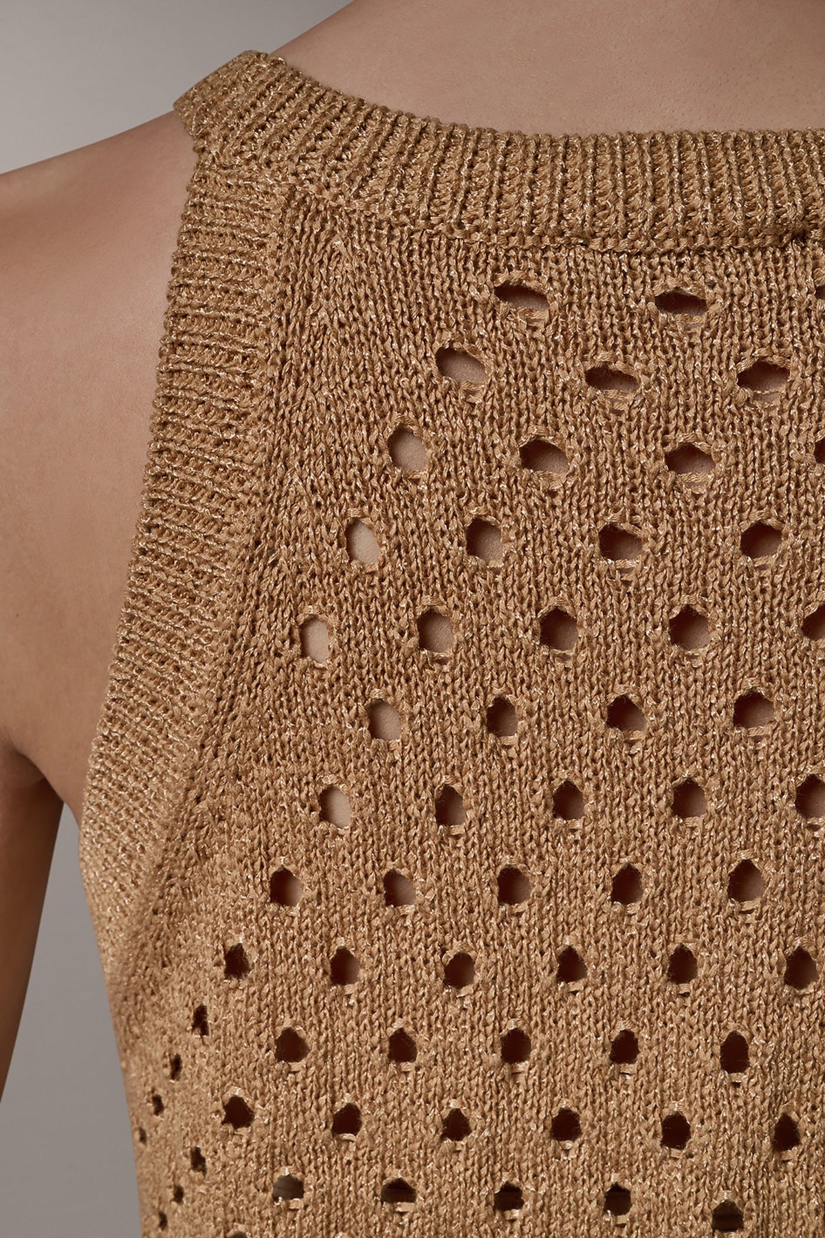 Donna Karan SLEEVELESS OPEN-STITCH HALTER SWEATER