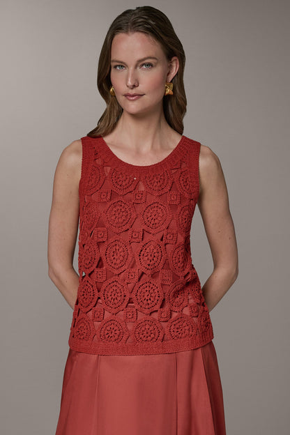 Donna Karan SLEEVELESS CROCHET SHELL