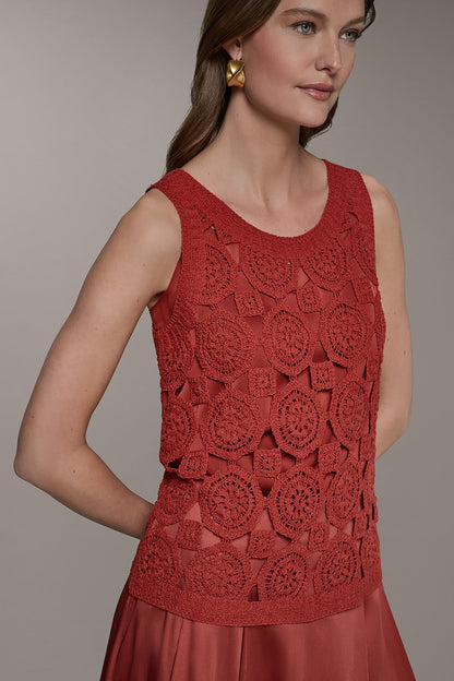 Donna Karan SLEEVELESS CROCHET SHELL