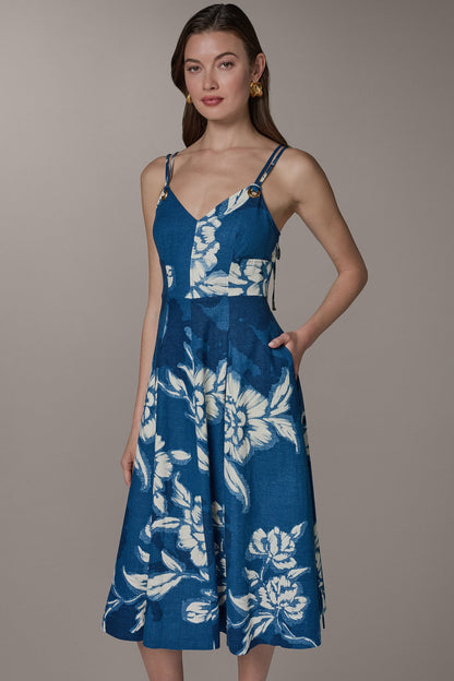 Donna Karan SLEEVELESS MIDI FIT AND FLARE DRESS
