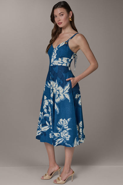 Donna Karan SLEEVELESS MIDI FIT AND FLARE DRESS