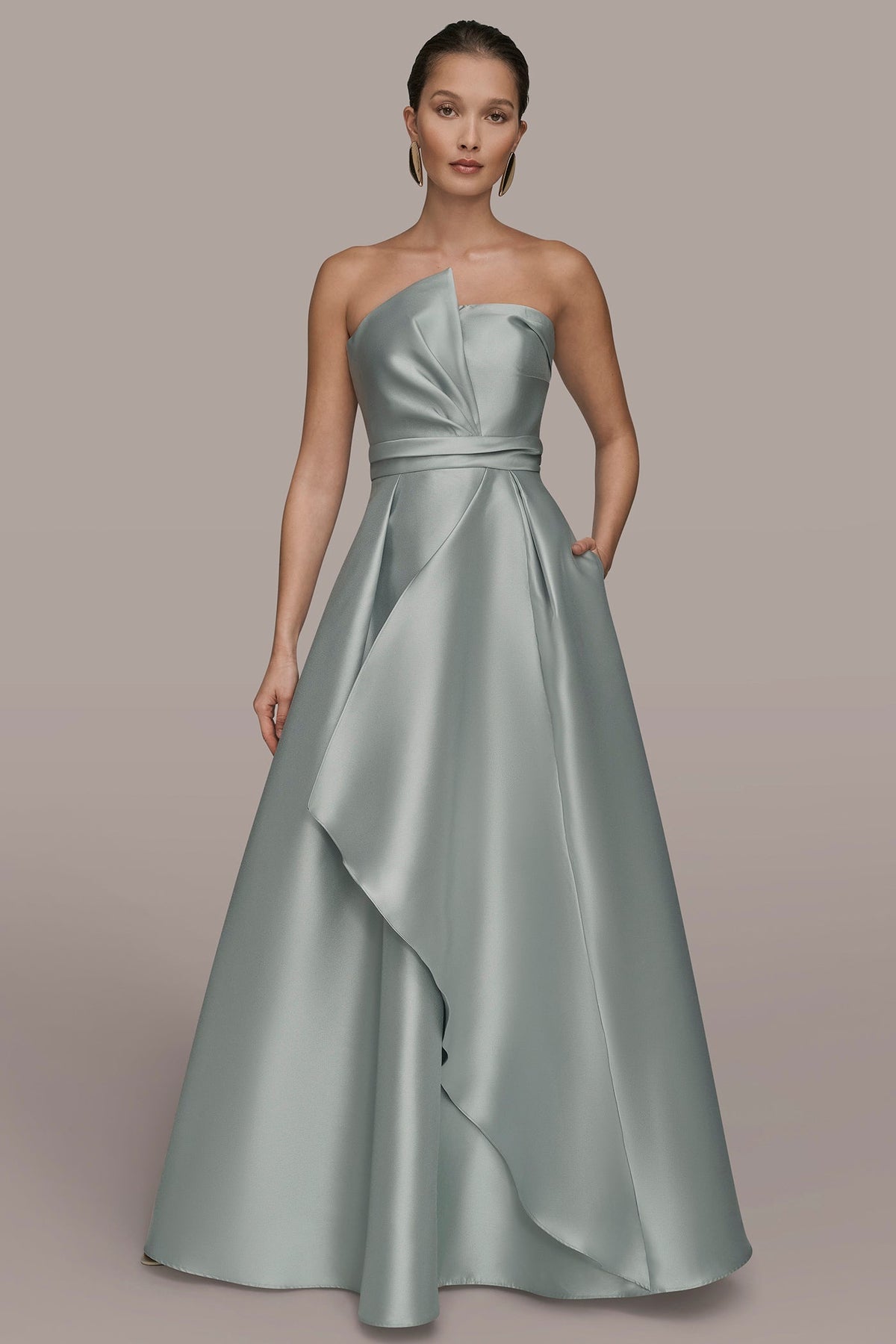 Donna Karan MIKADO SATIN STRAPLESS GOWN