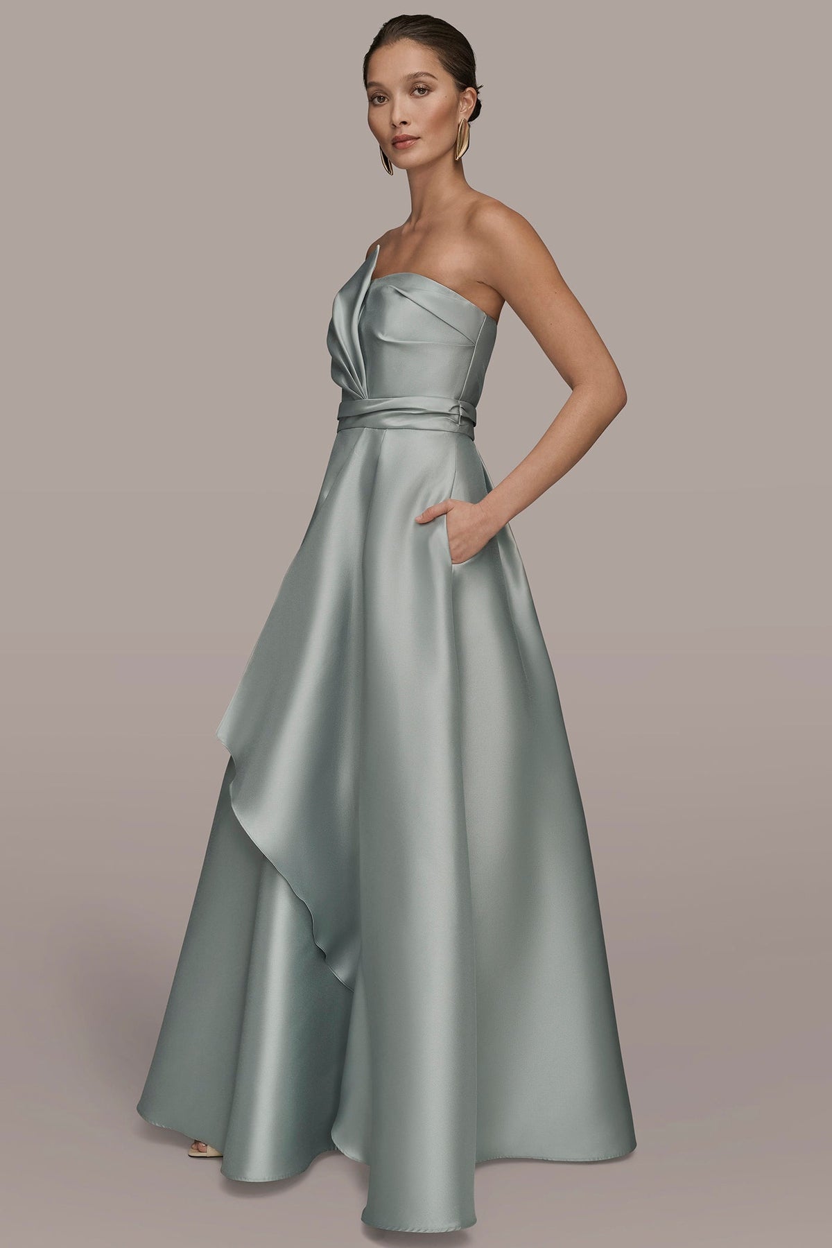 Donna Karan MIKADO SATIN STRAPLESS GOWN