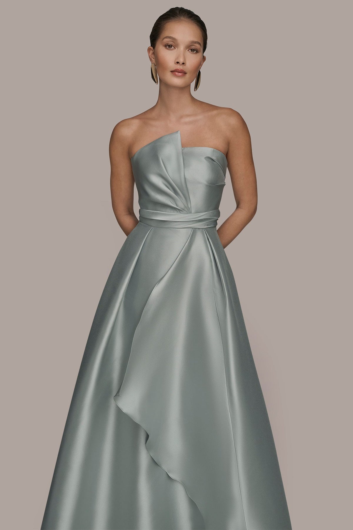 Donna Karan MIKADO SATIN STRAPLESS GOWN