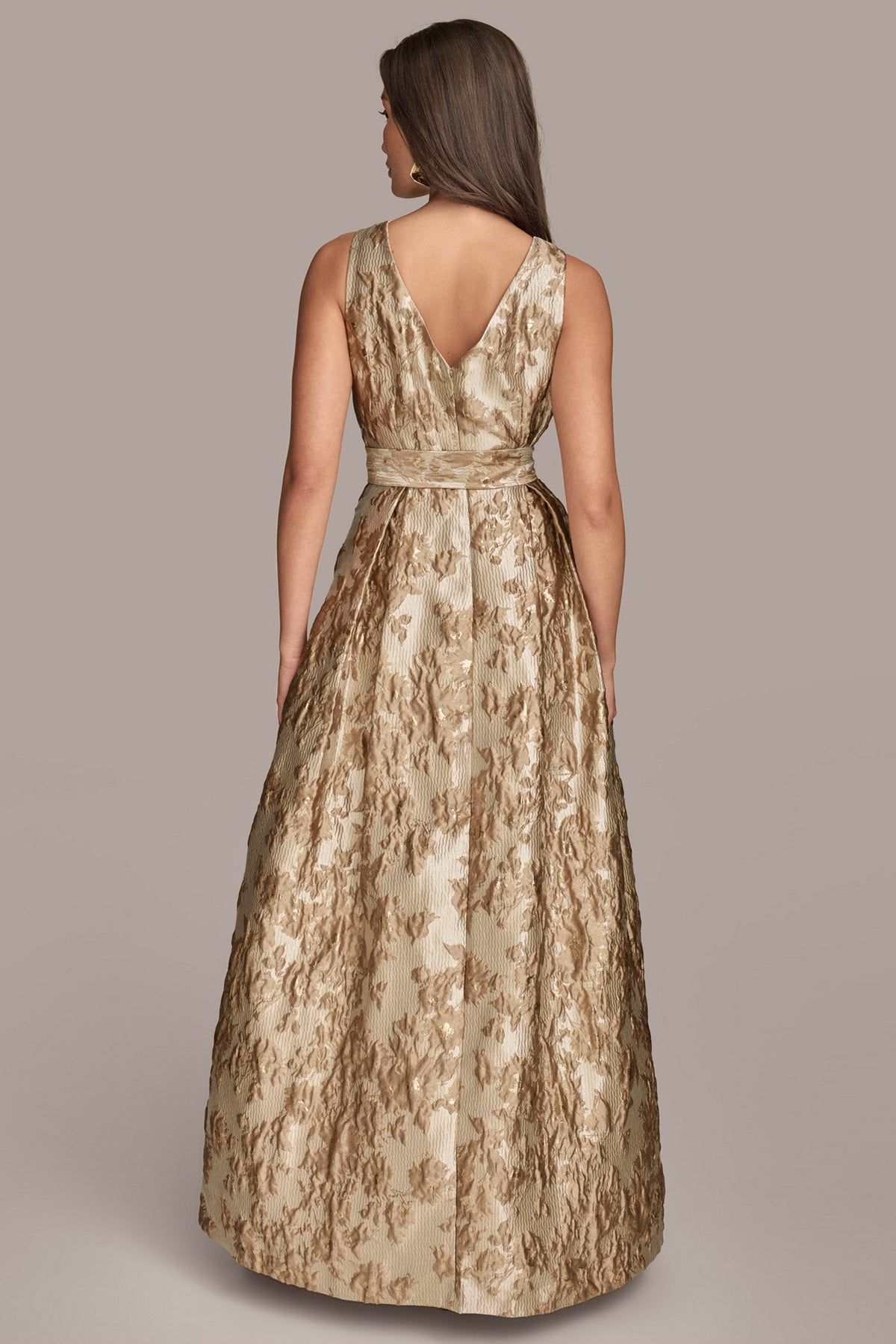 Donna Karan BROCADE SLEEVELESS WRAP BALL GOWN