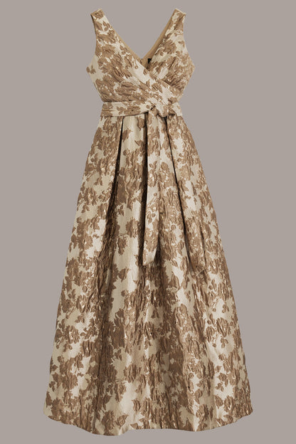 Donna Karan BROCADE SLEEVELESS WRAP BALL GOWN