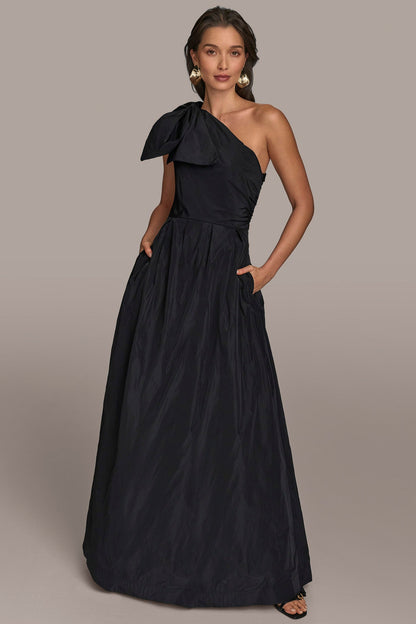 Donna Karan TAFFETA ONE-SHOULDER BALL GOWN