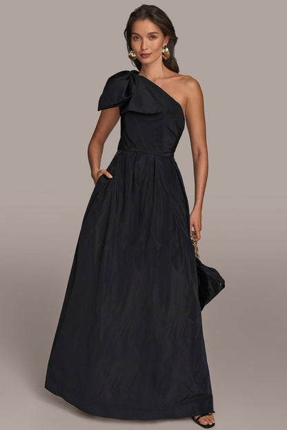 Donna Karan TAFFETA ONE-SHOULDER BALL GOWN