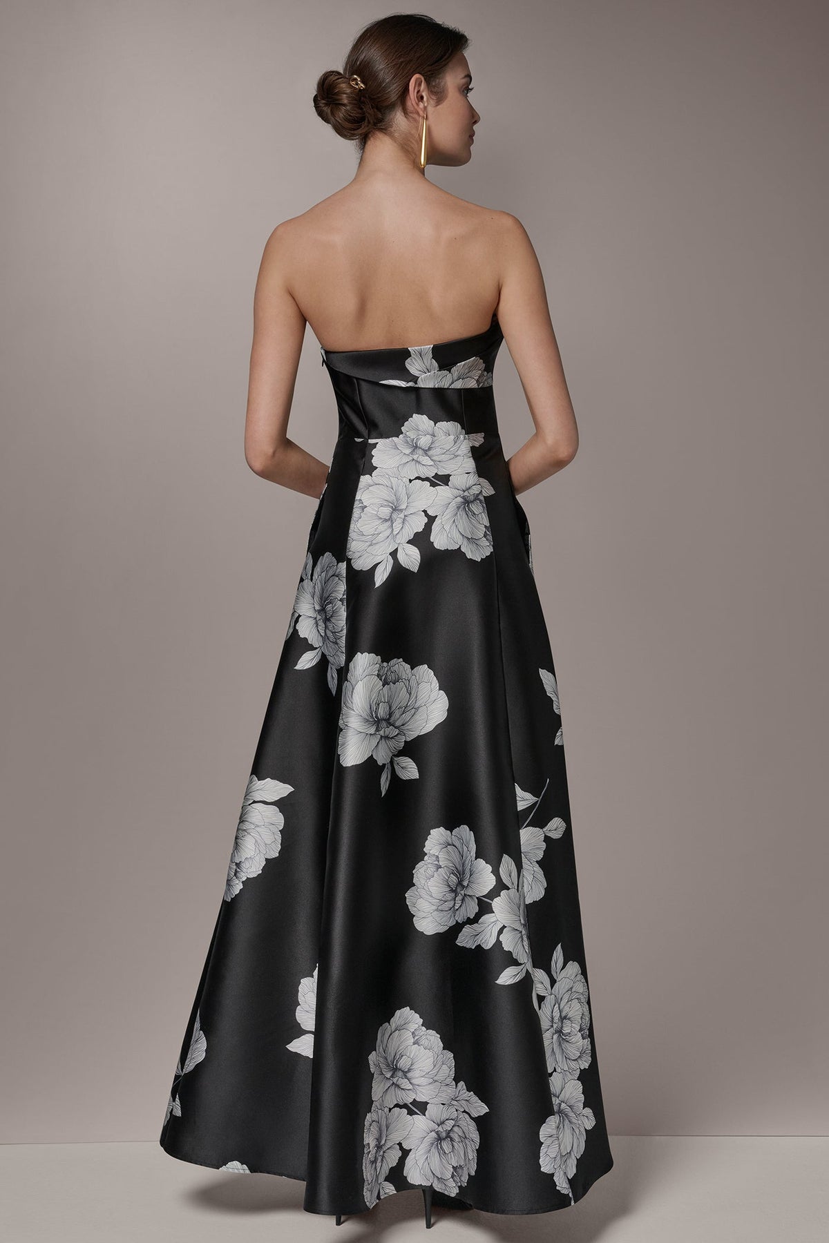 Donna Karan MIKADO FLORAL STRAPLESS BALL GOWN