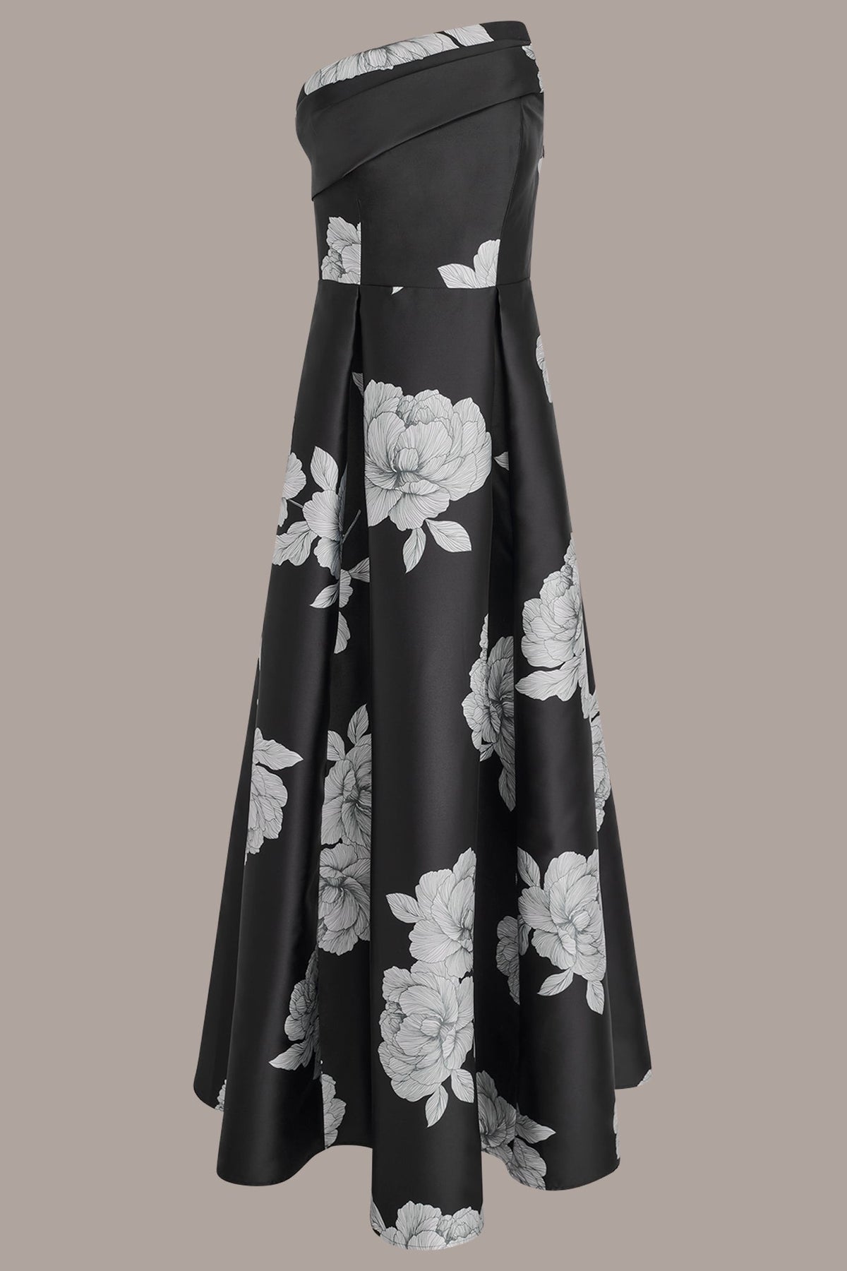 Donna Karan MIKADO FLORAL STRAPLESS BALL GOWN