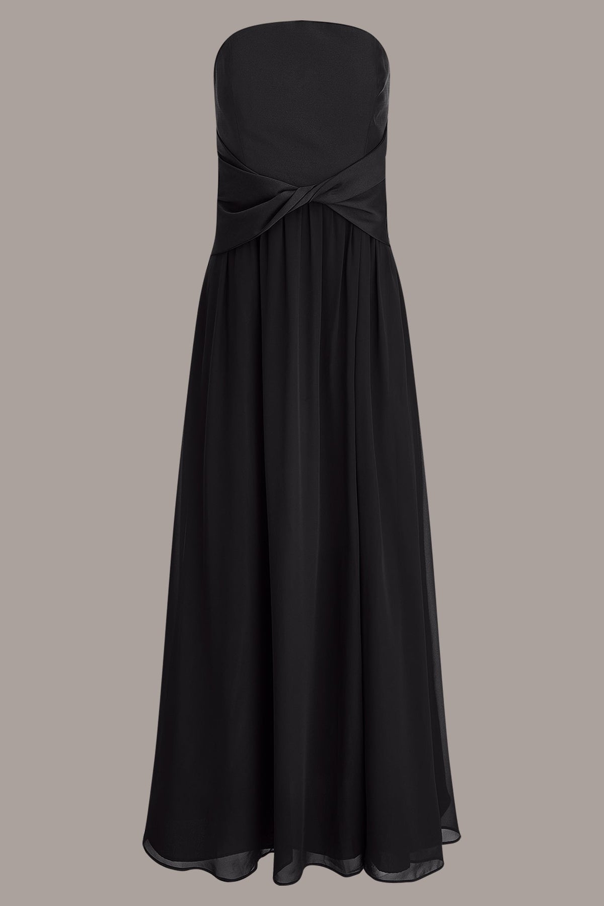 Donna Karan MIKADO AND CHIFFON STRAPLESS TWIST GOWN