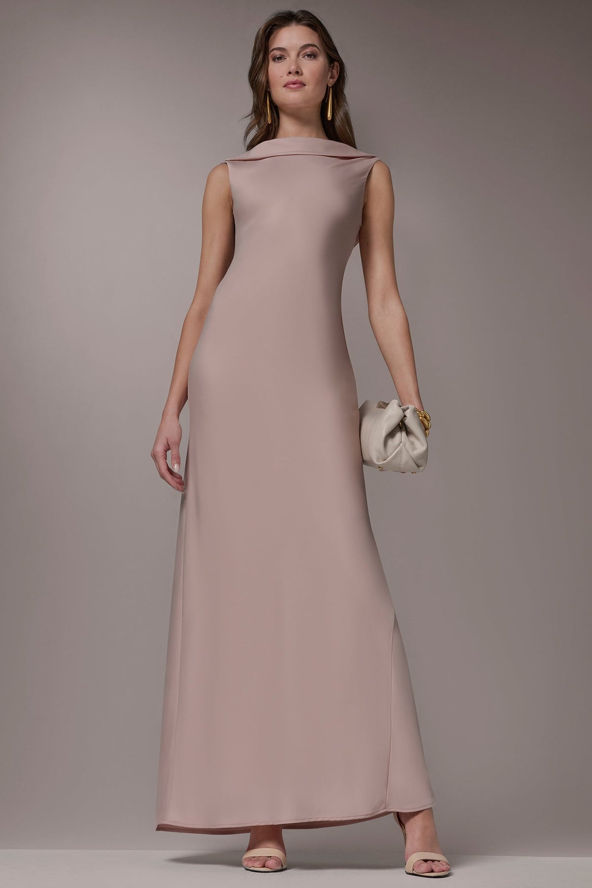 Donna Karan SATIN RUFFLE BACK GOWN