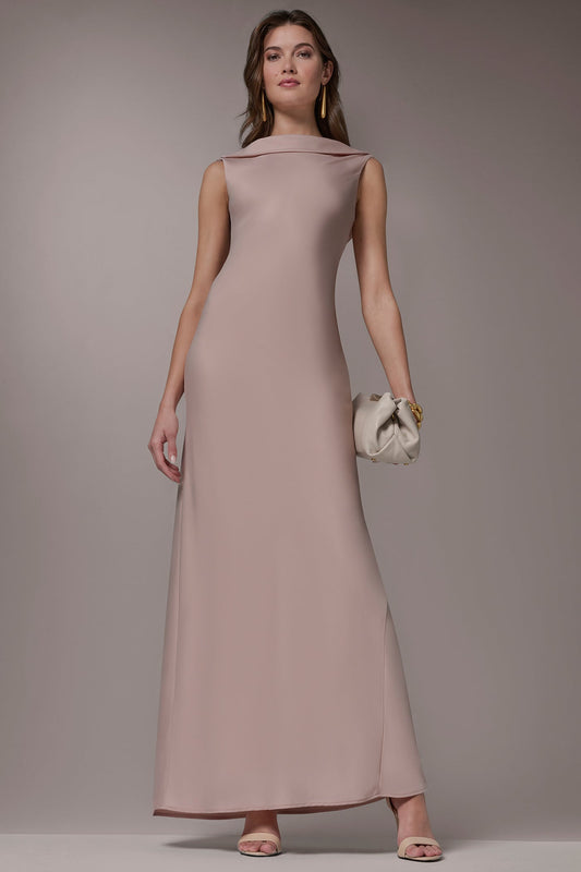 Donna Karan SATIN RUFFLE BACK GOWN