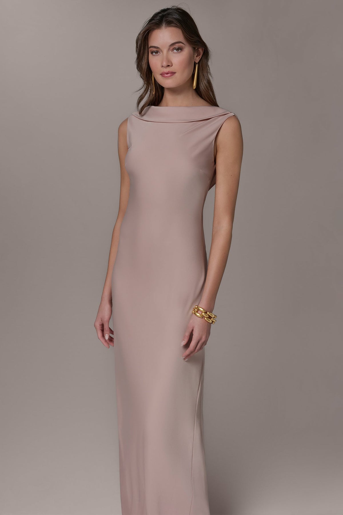 Donna Karan SATIN RUFFLE BACK GOWN