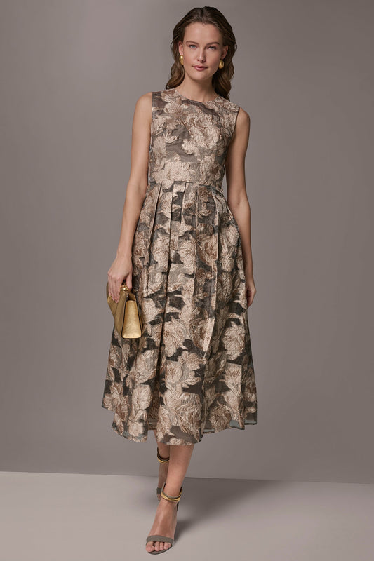 Donna Karan FLORAL-JACQUARD MIDI GOWN
