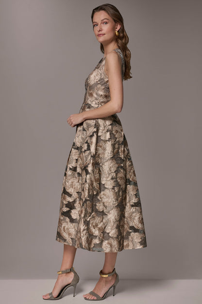 Donna Karan FLORAL-JACQUARD MIDI GOWN