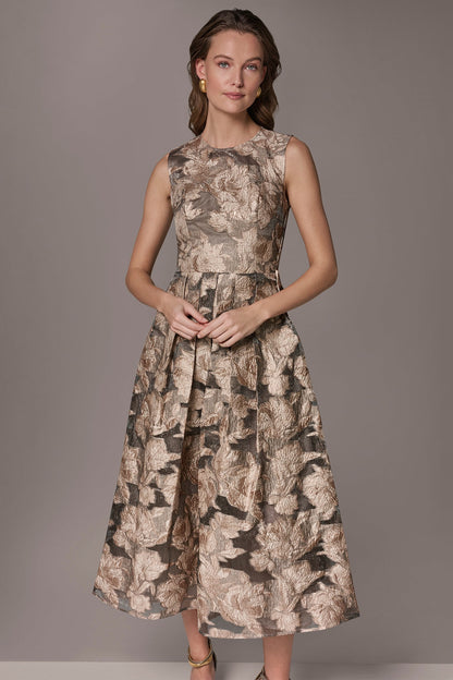 Donna Karan FLORAL-JACQUARD MIDI GOWN