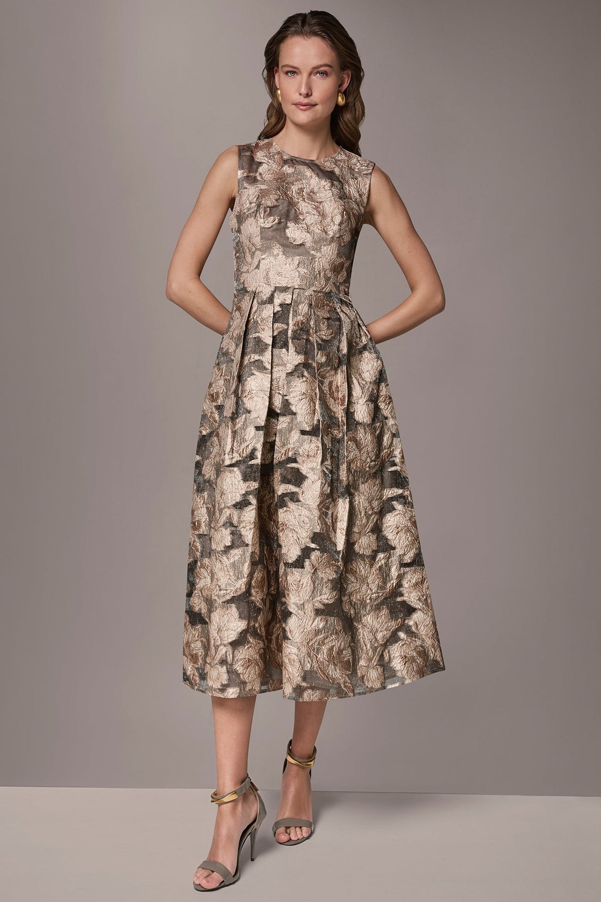 Donna Karan FLORAL-JACQUARD MIDI GOWN