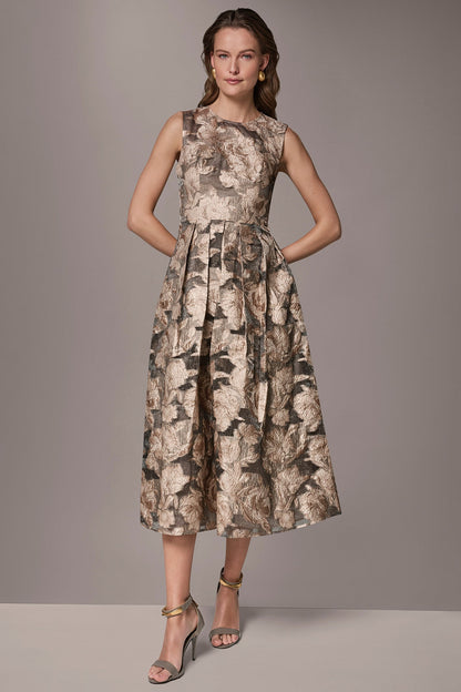 Donna Karan FLORAL-JACQUARD MIDI GOWN