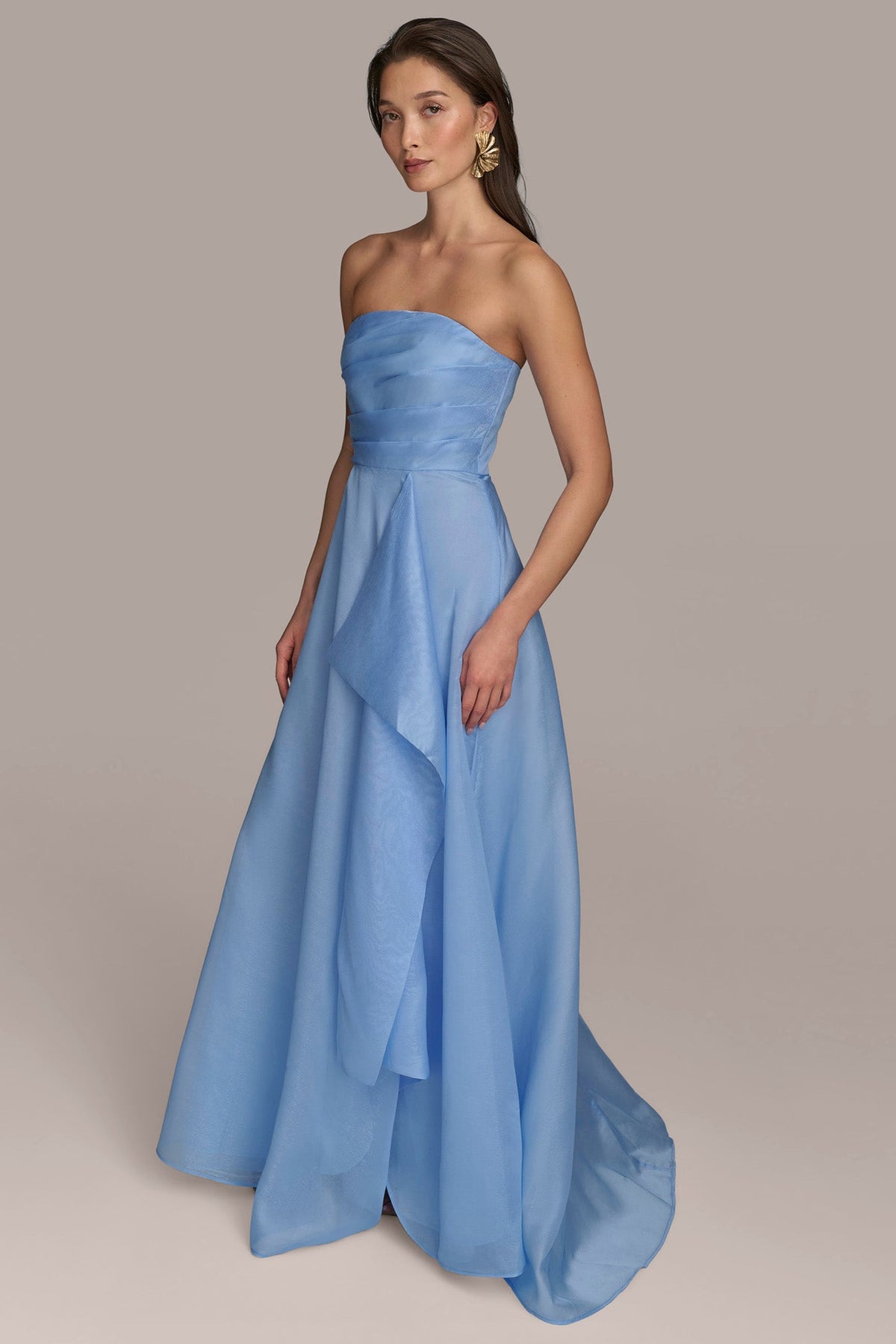 Donna Karan ORGANZA STRAPLESS CASCADING GOWN