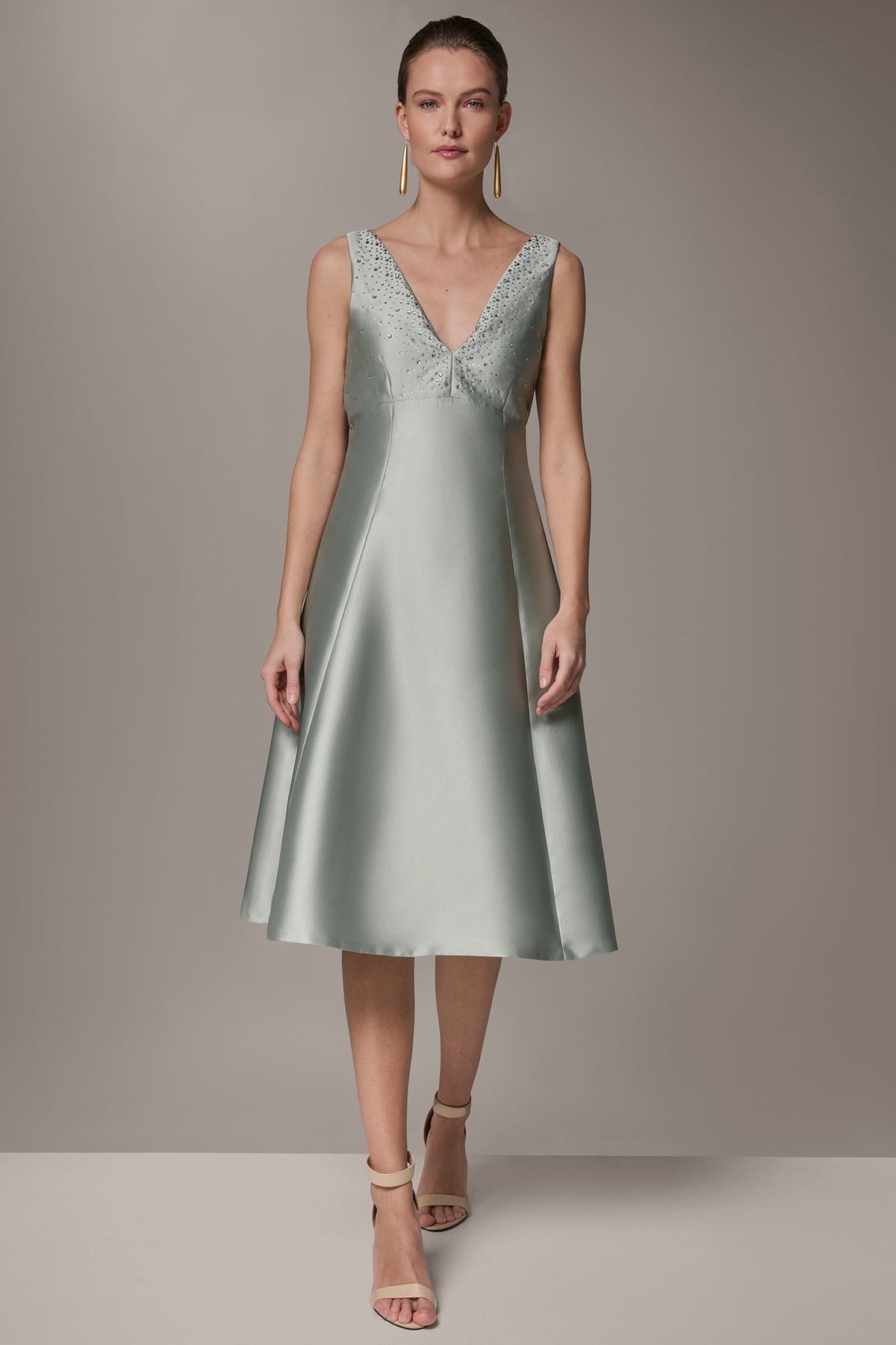 Donna Karan MIKADO CRYSTAL MIDI GOWN