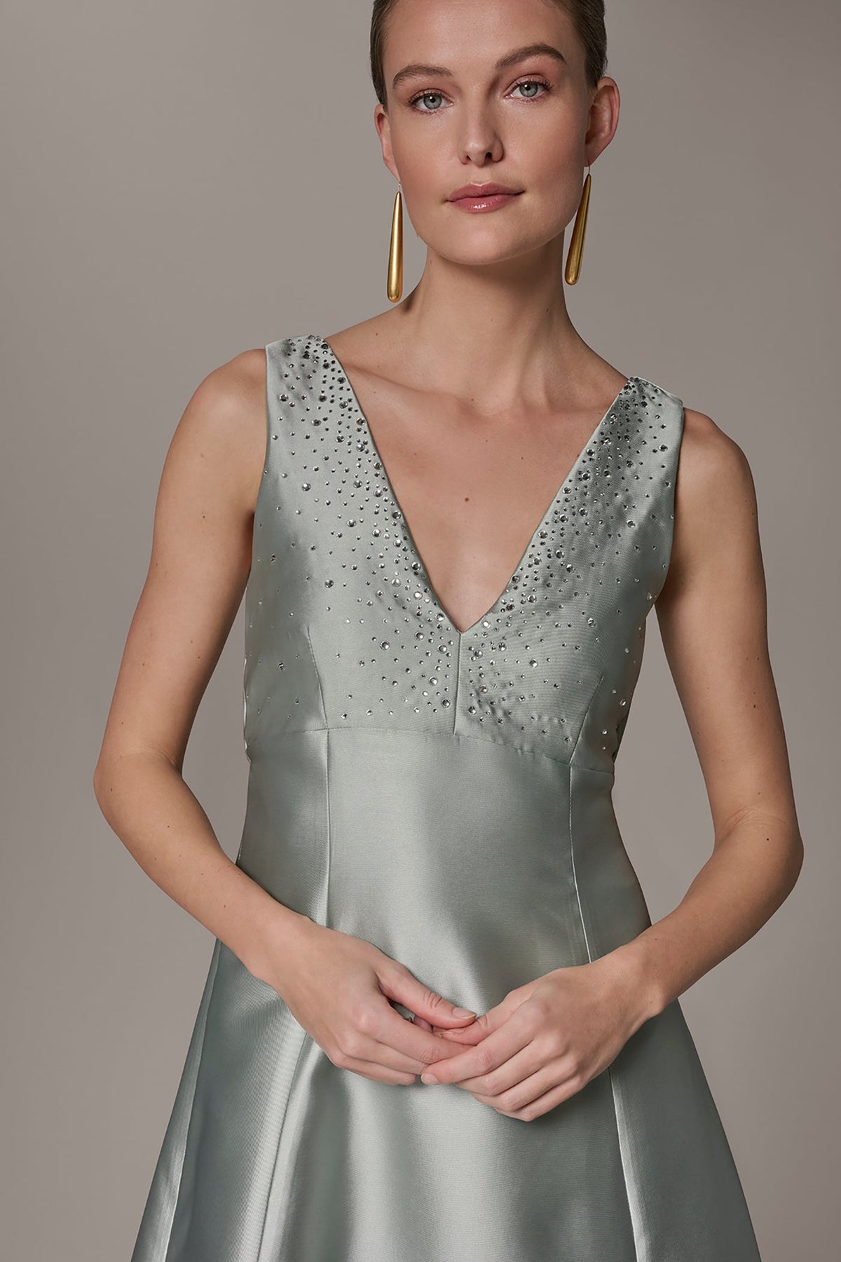 Donna Karan MIKADO CRYSTAL MIDI GOWN