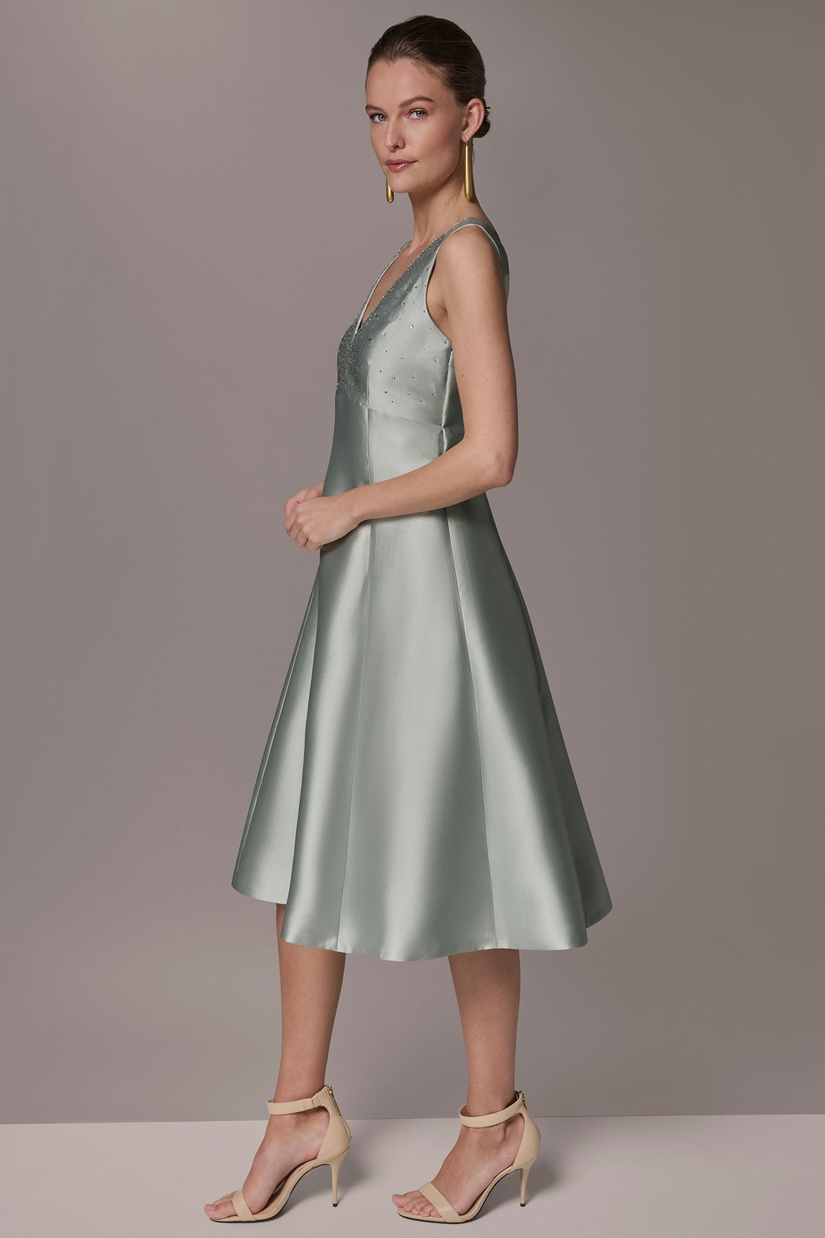 Donna Karan MIKADO CRYSTAL MIDI GOWN