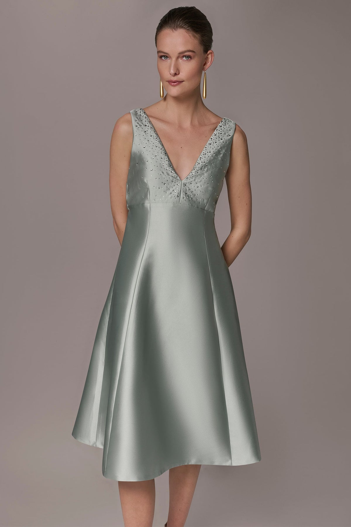 Donna Karan MIKADO CRYSTAL MIDI GOWN