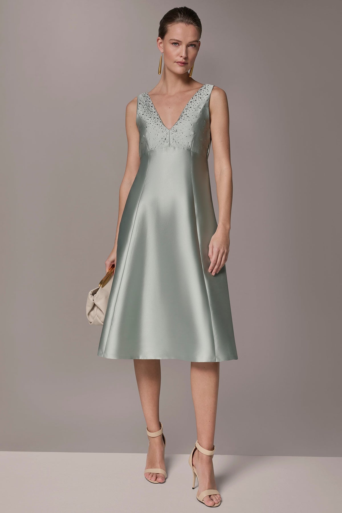 Donna Karan MIKADO CRYSTAL MIDI GOWN