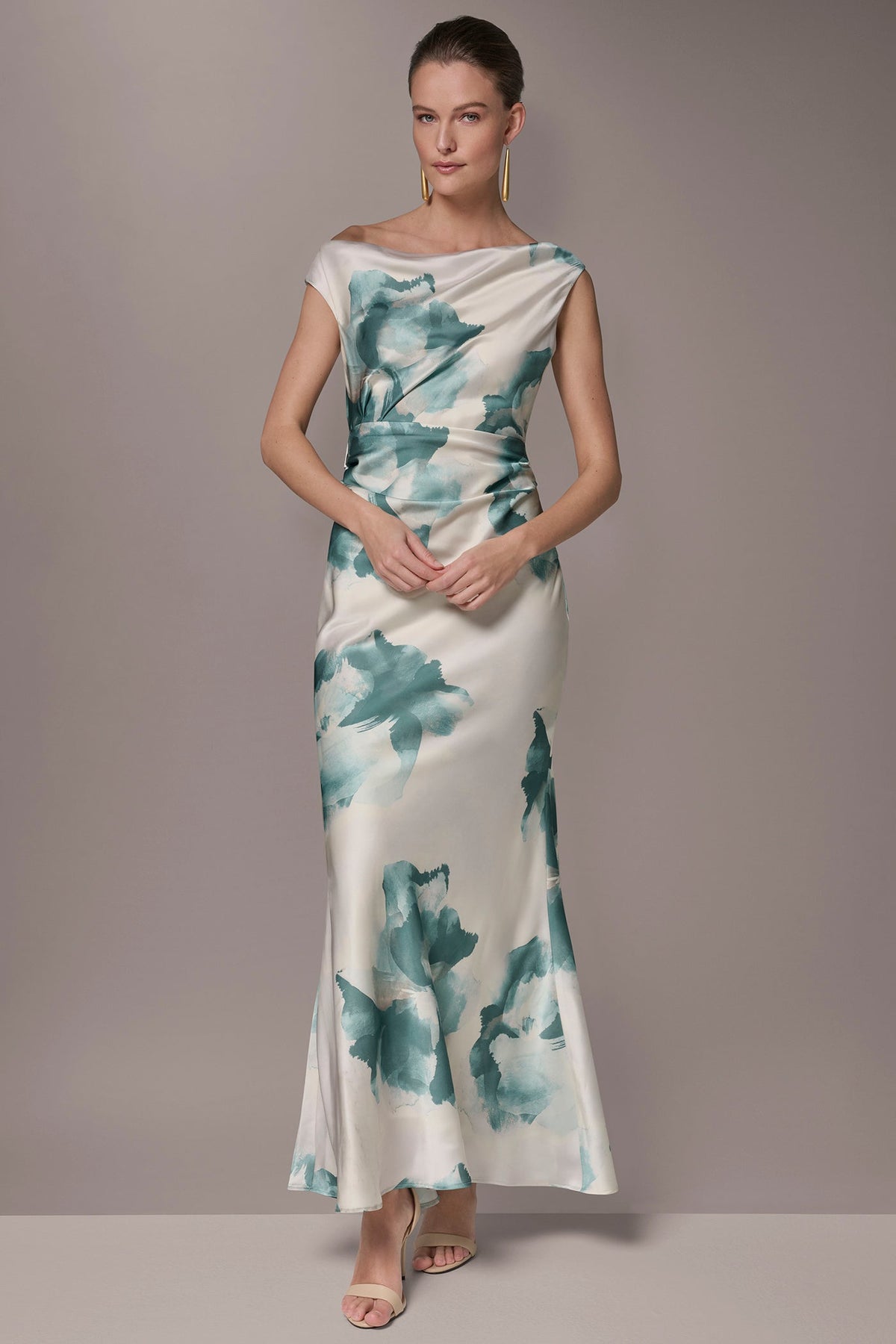 Donna Karan CHARMEUSE FLORAL GOWN