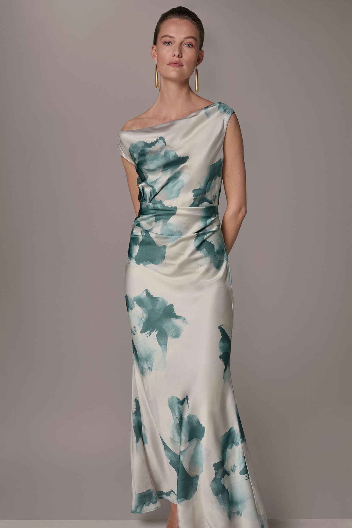 Donna Karan CHARMEUSE FLORAL GOWN