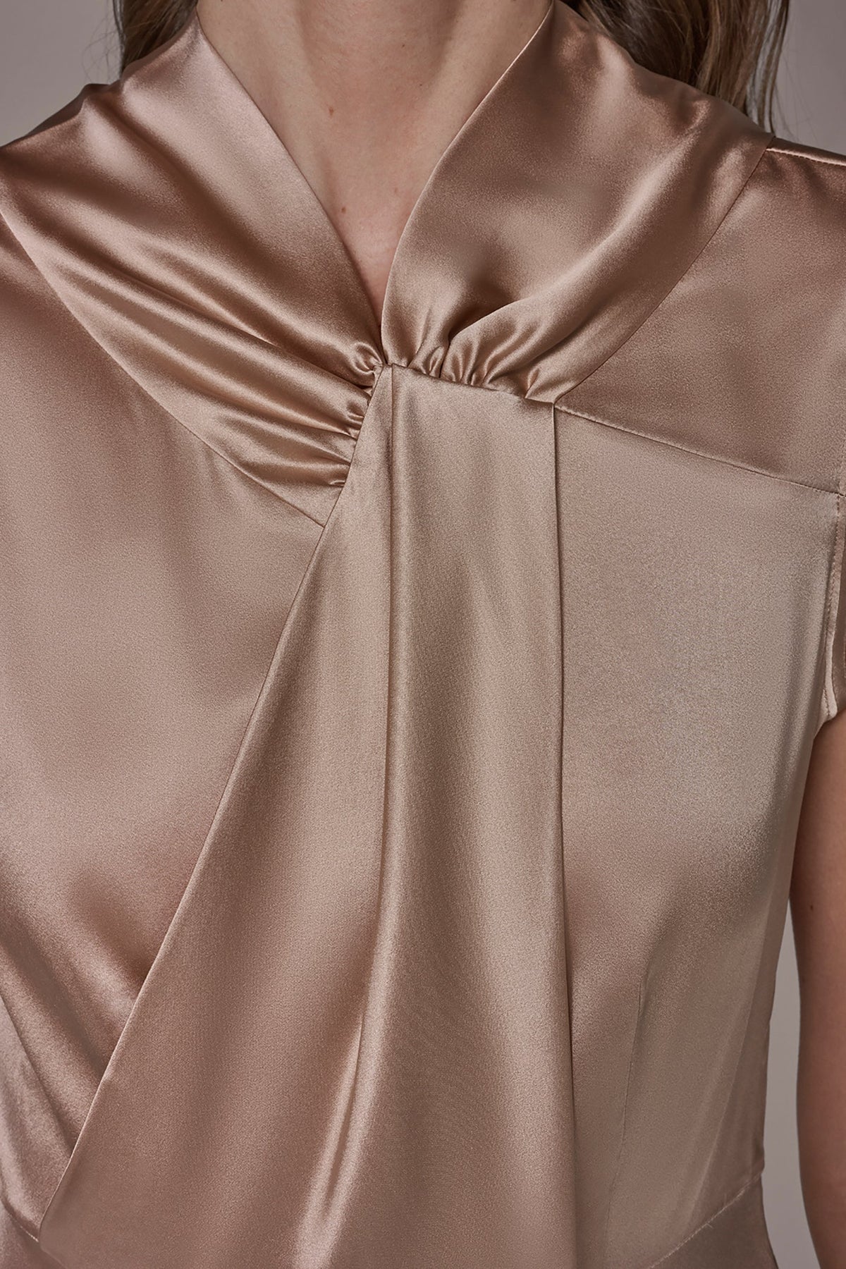 Donna Karan SILK-CHARMEUSE MIDI A-LINE DRESS