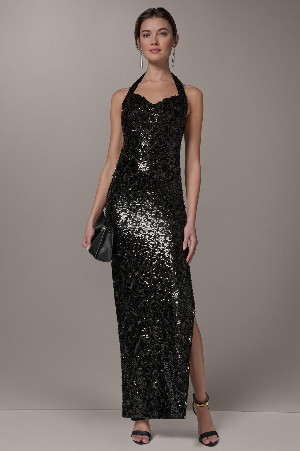 Donna Karan SEQUIN HALTER GOWN