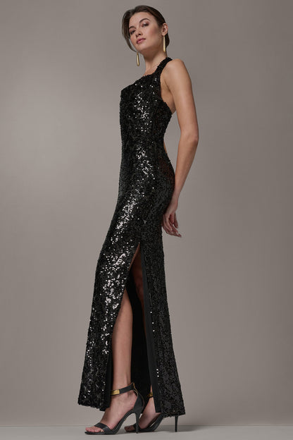 Donna Karan SEQUIN HALTER GOWN