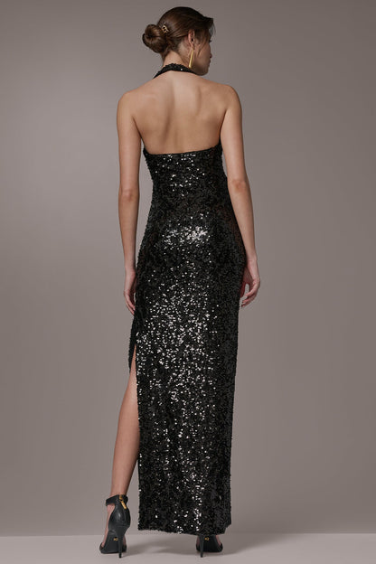 Donna Karan SEQUIN HALTER GOWN