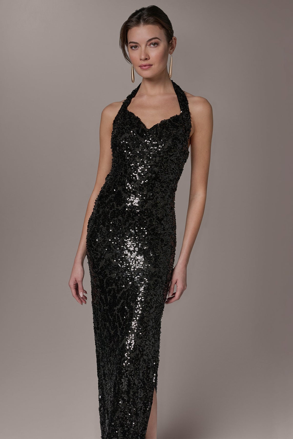 Donna Karan SEQUIN HALTER GOWN