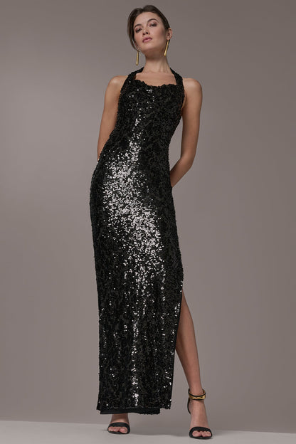 Donna Karan SEQUIN HALTER GOWN