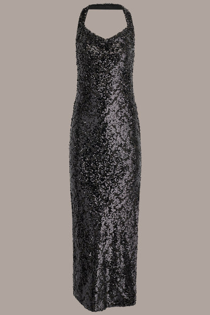 Donna Karan SEQUIN HALTER GOWN