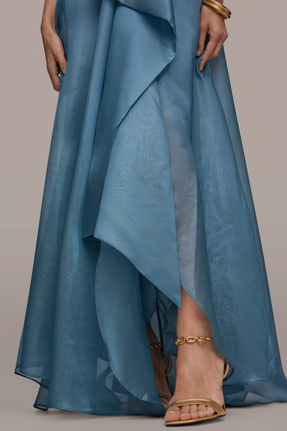 Donna Karan STRAPLESS RUFFLE A-LINE GOWN