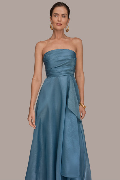 Donna Karan STRAPLESS RUFFLE A-LINE GOWN