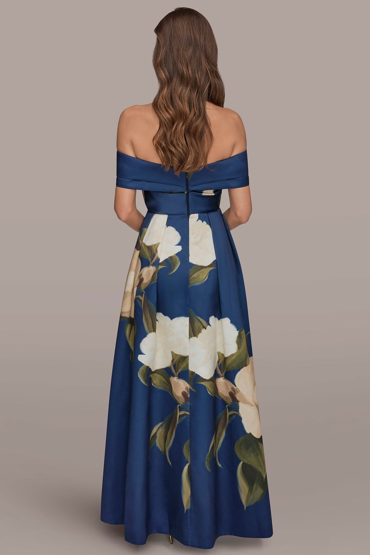 Donna Karan MIKADO FLORAL OFF-THE-SHOULDER BALL GOWN