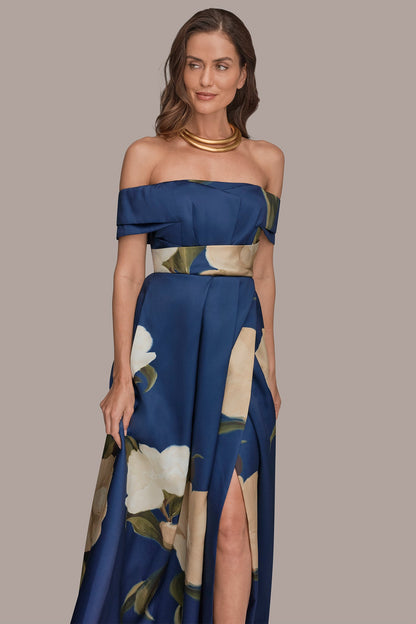 Donna Karan MIKADO FLORAL OFF-THE-SHOULDER BALL GOWN